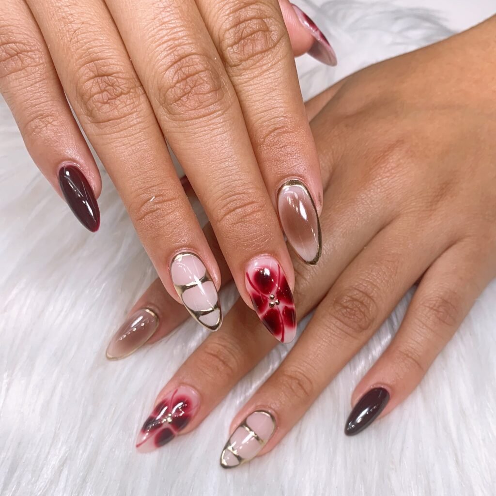 fall nail designs burgundy