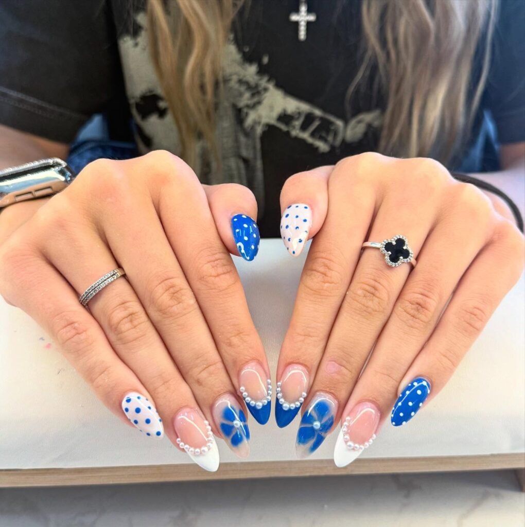 graduation nails blue