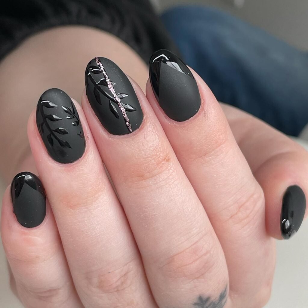 matte black nails 