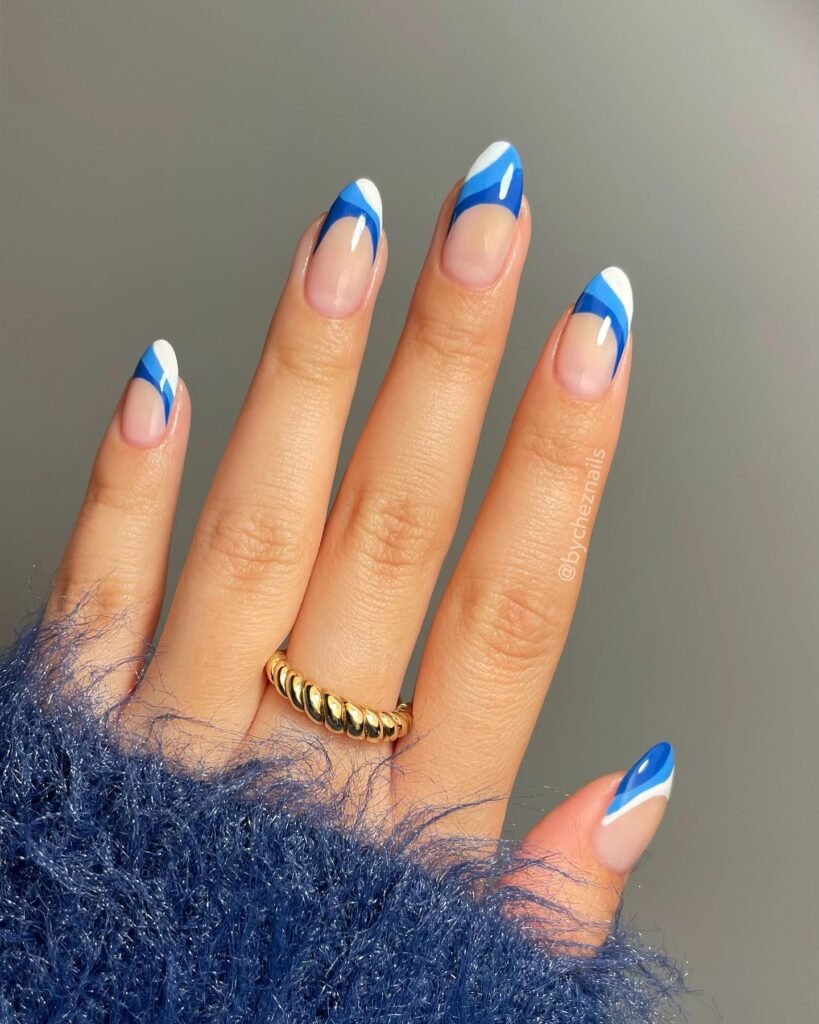 neon blue nail designs 