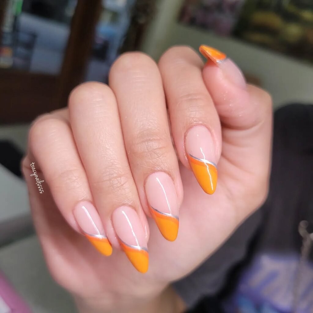 neon orange nail designs 