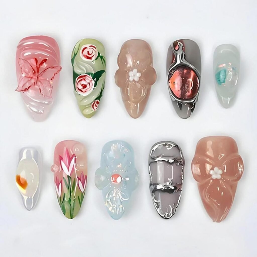 Flower Press on Nails