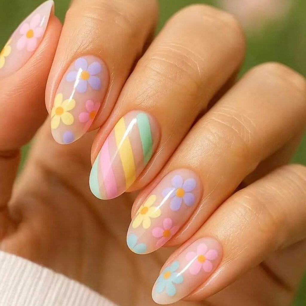 Flower Press on Nails