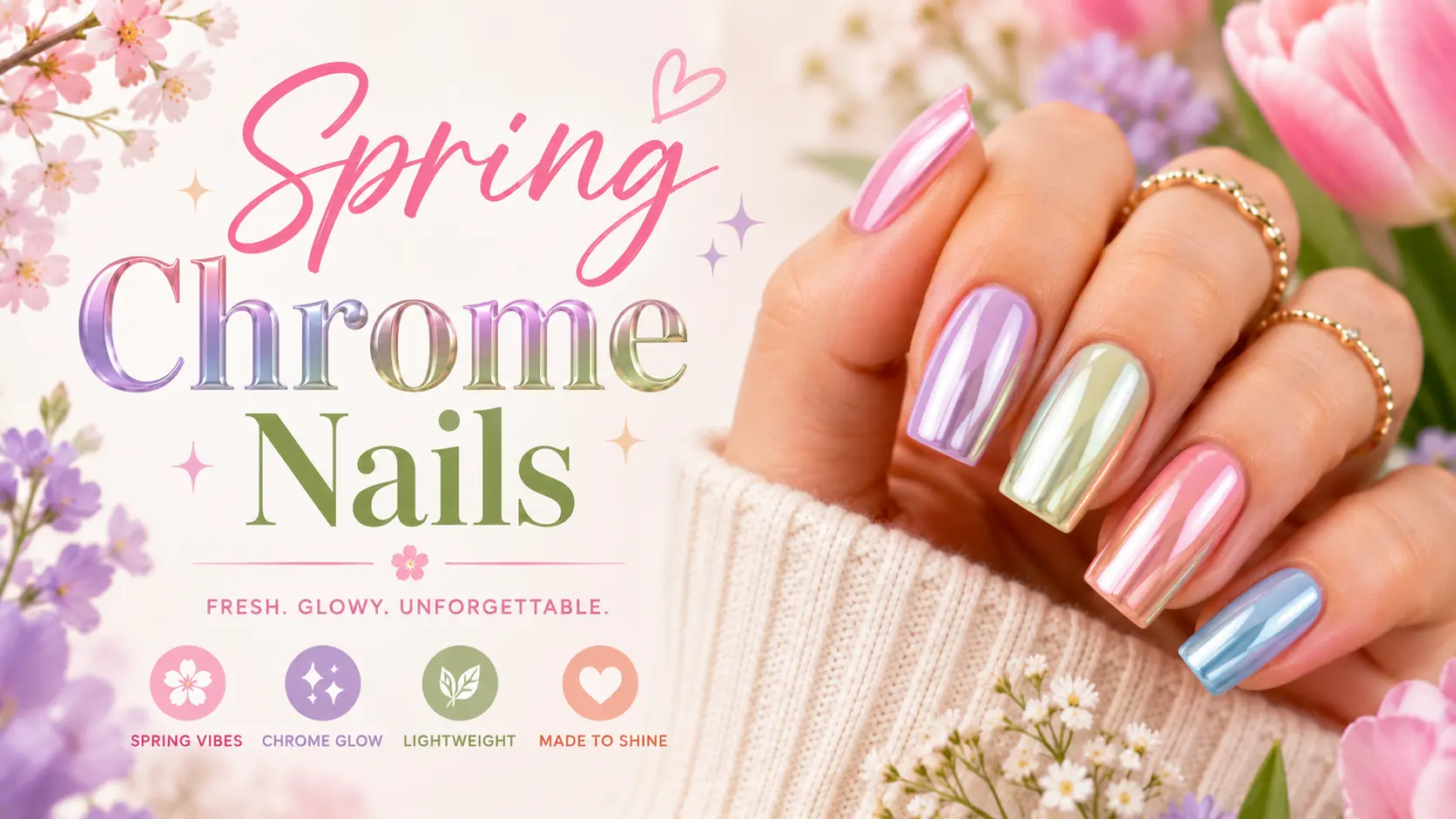 Spring Chrome Nails