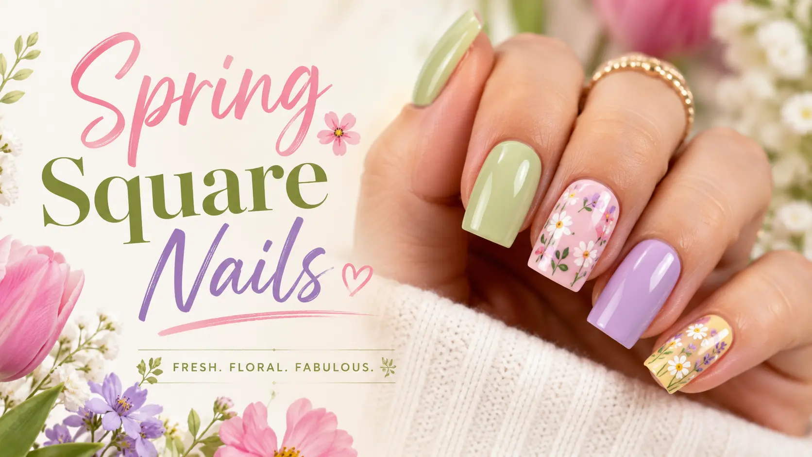 Spring Square Nails
